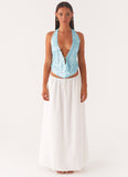 Rio Dreams Cowl Neck Halter Top - Turqoise
